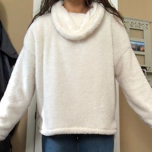 White Fluffy Pull Over Sweater